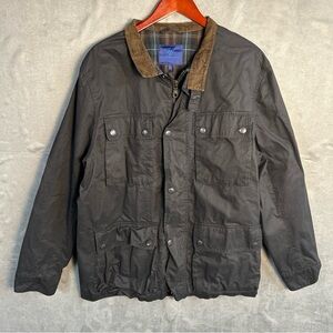 Martin + Osa Waxed Cotton Barn Chore Jacket Plaid Lined Mens XL Corduroy Collar